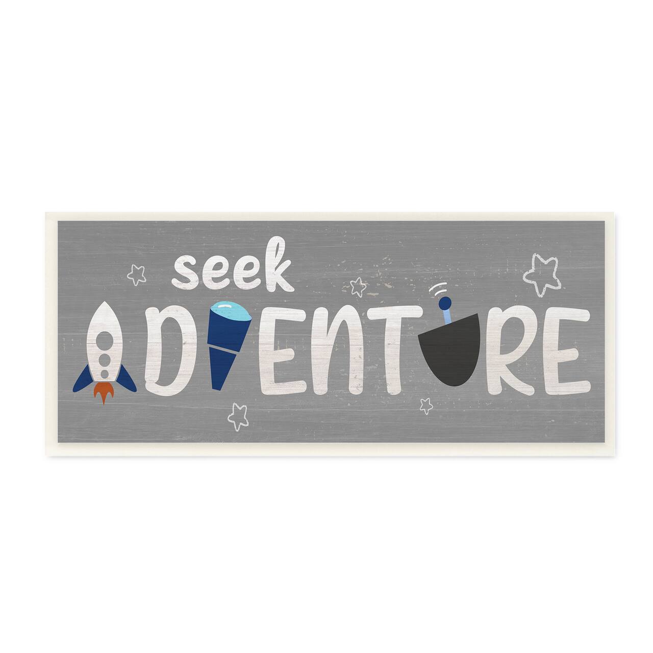 Stupell Industries Seek Adventure Phrase Outer Space Imagination,7" x 17"